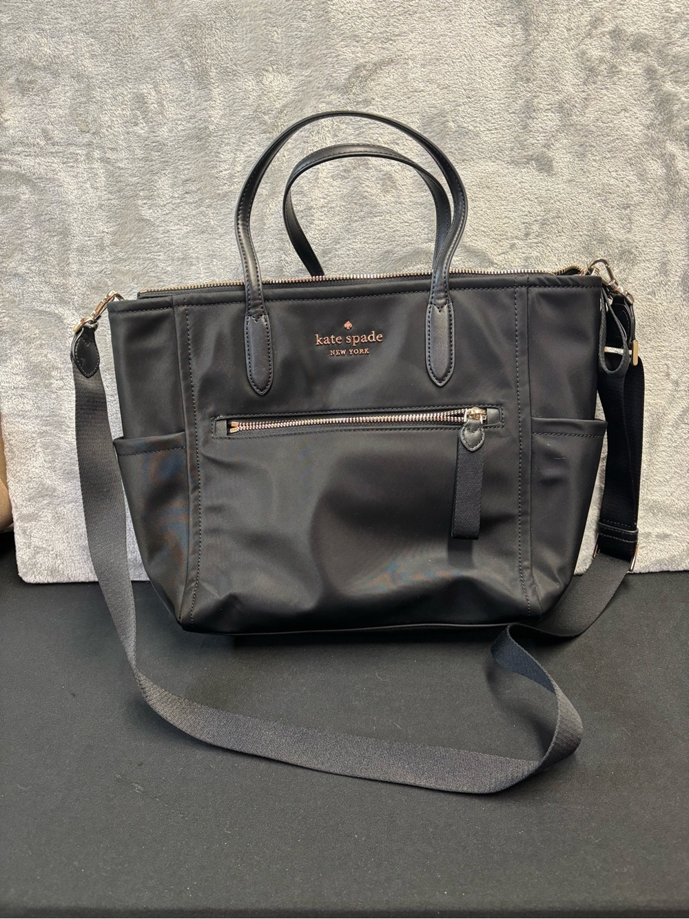 Kate Spade New York Chelsea Black Medium Nylon Satchel/Crossbody/Shoulder Bag